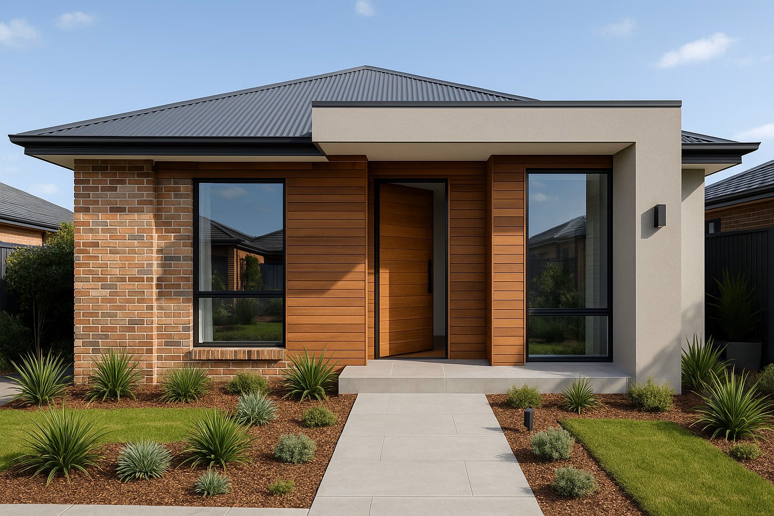 Contemporary brick and timber facade custom home, Adelaide